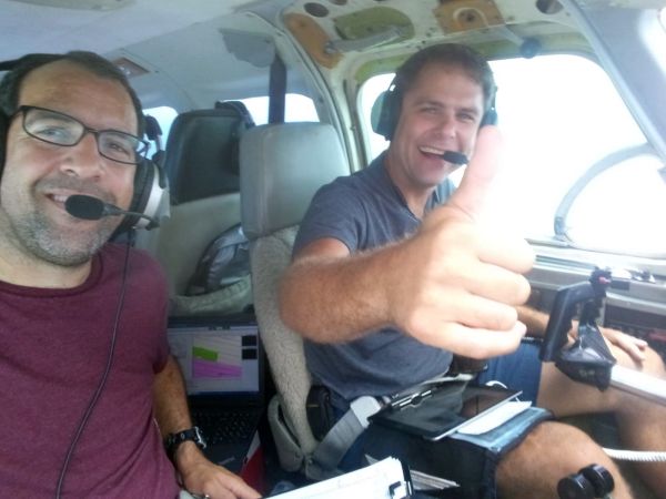 NCALM crew flying in a Navajo