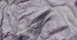 Contours overlaid on a hillshade of a Digital Terrain Model (DTM). (Credit: OpenTopography)