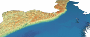 3D point cloud colored by elevation of the Lake Michigan coast east of Milwaukee, WI. (Credit: OpenTopography)