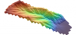DTM colored by elevation of a section north of Ridgecrest, California.  (Credit: OpenTopography)