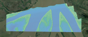 Colored hillshade of a DTM over a portion of the Wax Lake Delta. (Credit: OpenTopography)