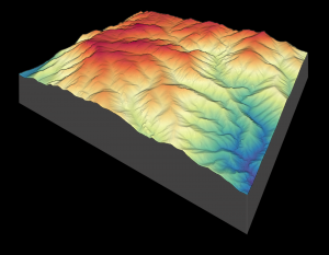 3D point cloud colored by elevation of the Rampart Range in Colorado. (Credit: OpenTopography)