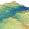 3D point cloud colored by elevation of the University of California Sedgwick Reserve. (Credit: OpenTopography)