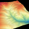 3D point cloud colored by elevation of the Dump Creek basin in Idaho. (Credit: OpenTopography)