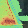 Hillshade draped on a Digital Surface Model (DSM) colored by elevation of the Port Mansfield Channel on Padre Island. (Credit: OpenTopography)